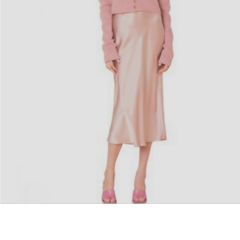 Song of Style, Pink Satin Midi Skirt size S petite